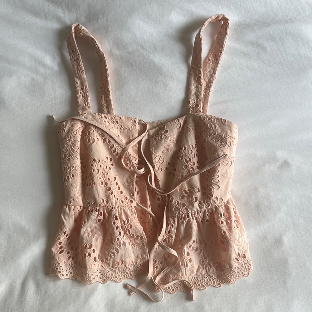 Tularosa pink lace tie front top size extra small